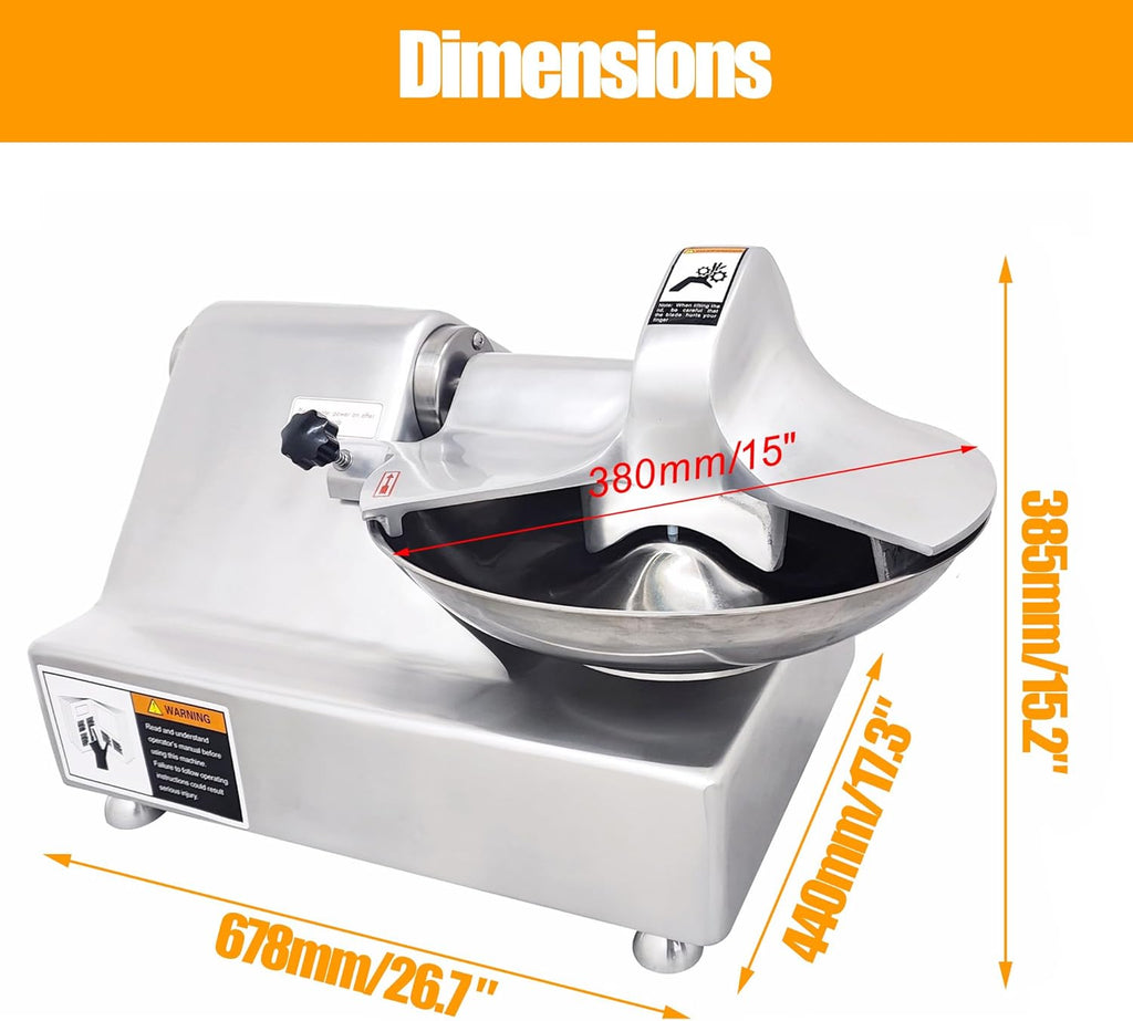 TECHTONGDA 110V Commercial Food Processor Electric Food Cutter Meat Vegetable Chopper Grinder Machine with 5.5L Capacity for Vegetables Fruits Meat Grains Peanut Ginger Garlic
