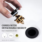 Pop up Sink Drain Stopper Without Overflow Oil Rubbed Bronze for Bathroom Vessel Vanity Sink Art Basin，Big Cap Sink Drain Without Overflow, Metal Pop-up Drain Strainer with Detachable Basket Stopper