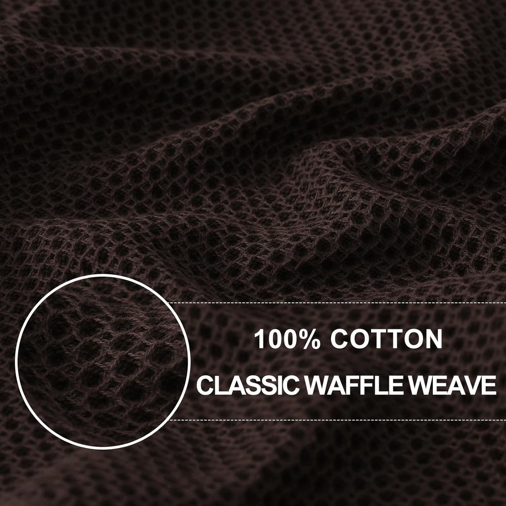 Homaxy 100% Cotton Waffle Weave Kitchen Dish Towels, Ultra Soft Absorbent Quick Drying Cleaning Towel, 13 x 28 Inches, 8-Pack, Dark Brown