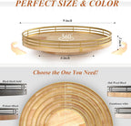 Farmhouse Oak 9" Lazy Susan Turntable Organizer for Cabinet, Round Wooden Lazy Susan Organization and Storage for Dining Table, Pantry, Kitchen, Countertop, Cupboard,Home Decor