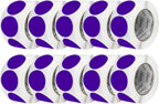 Perco Purple 3-Inch Perforated Circle Dot Sticker Labels — 10 Rolls, 5,000 Round Stickers — with Permanent Adhesive for Moving Boxes, Sale Signage, Displays, Status Messaging—Made in USA
