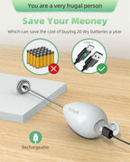 Milk Frother Handheld with Case,USB C Rechargeable Frother Wand for Coffee, Portable Electric Whisk with Stand,Waterproof Hand Drink Mixer Travel for Lattes, Cappuccino, Matcha, Egg (White)