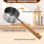 Measuring Cups and Spoons Set，Measuring Cup Set with Wooden Handle and Metric and US Measurements，Silver Polished Finish，for Cooking and Baking in The Kitchen (8 Piece)