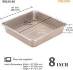 CHEFMADE 9-Inch Square Cake Pan, Non-Stick Deep Dish Bakeware for Oven Baking (Champagne Gold)