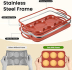 JOERSH 4 Inch Jumbo Silicone Muffin Top Pan with Metal Frame, Non Stick Silicone Egg Mold for Oven, Large Whoopie Pie Baking Pan for English Muffin, Breakfast Sandwich, Egg Bite, Hamburger Bun Tart