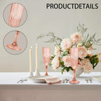 Plastic Champagne Flutes, 48PCS Rose Gold Plastic Wine Glasses Goblets Reusable Champagne Flute for Weddings, Bachelor Parties, Toasting, and Events(48,Rose Gold)