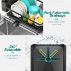 MERRYBOX Dish Drying Rack Space-Saving Dish Racks for Kitchen Counter, Rustproof Drying Rack Kitchen with Large Utensil Holder and Increased Feet, 16.5" D x 11.4" W x 5.65" H, Black