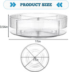 FreshKeeper Plastic Lazy Susan Organizer, Clear Pantry Lazy Susan Turntable for Cabinet and Kitchen 11’’ with Removable Dividers