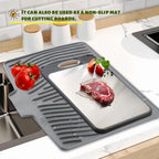 CIEO Silicone Dish Drying Mat for Kitchen Counter, Slope Fast Self-Draining, Non-Slip Drain Pad, Easy Clean Countertop Protection Mat, Multiple Use for Dishes Drying Rack（18.9"x 13.58",Gray）