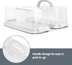 2-Pack Plastic Rectangular Bread Box with Clear Lid, Loaf Cake Keeper, Portable Bread Keeper Storage Container with Handle (White)