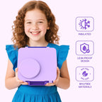 Bento Box for Kids - Leak-Proof Lunch Box with Insulated Thermos Food Jar - 4 Compartments, 1 Removable Divider, 1Spoon, 1 Fork - Dishwasher Safe, BPA-Free (Light purple)
