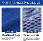 SINLAND Microfiber Dish Cloth for Washing Dishes Best Kitchen Washcloth Cleaning Cloths Poly Scour Side 12inchx12inch 5 Pack (Blue+White+Grey+Brown+Black)