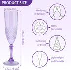 Plastic Champagne Flutes, 12PCS Purple Wine Glasses Goblets Reusable Champagne Flute for Weddings, Bachelor Parties, Toasting, and Events(12,Purple)