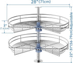 28" Corner Cabinet Lazy Susan Turntable, 270° Adjustable Height Chrome Replacement Shelves for Kitchen Corner Cabinet