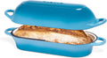 Enamelled Cast Iron Bread Loaf Pot – Dutch Oven For Sourdough Bread Baking – Oven Safe Non Stick Bread Pot – Rectangular, Light Blue, 34cm x 16cm – by Nuovva