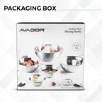 AVADOR Set of 6 Premium Stainless Steel Mixing Bowls Set, Easy To Clean, Space Saving Nestable Design, Great for Cooking, Baking, Prepping (0.75qt, 1.5qt, 3qt, 4qt, 5qt, 8qt)
