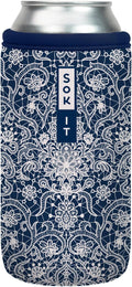 Sok It CanSok Sleeve for Beer & Soda Insulated Neoprene Cover (Royal Lace, 16oz Can Sleeve)