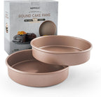 Non Toxic Nonstick 9 inch Round Cake Pans Set of 2 | Quality Non Stick 9 inches Layer Circle Cake Pan 2 inches Deep | Best 9in Baking Pan PFOA, BPA free Nontoxic | 9inch 9inches Cake Pans Set