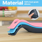 Spoon Rest for Stove Top, 3 Pack Large Silicone Spoon Holder for Kitchen Counter, Heat Resistant Cooking Spoon Holder, Microwave and Oven Safe (Pink, Grey, Blue)