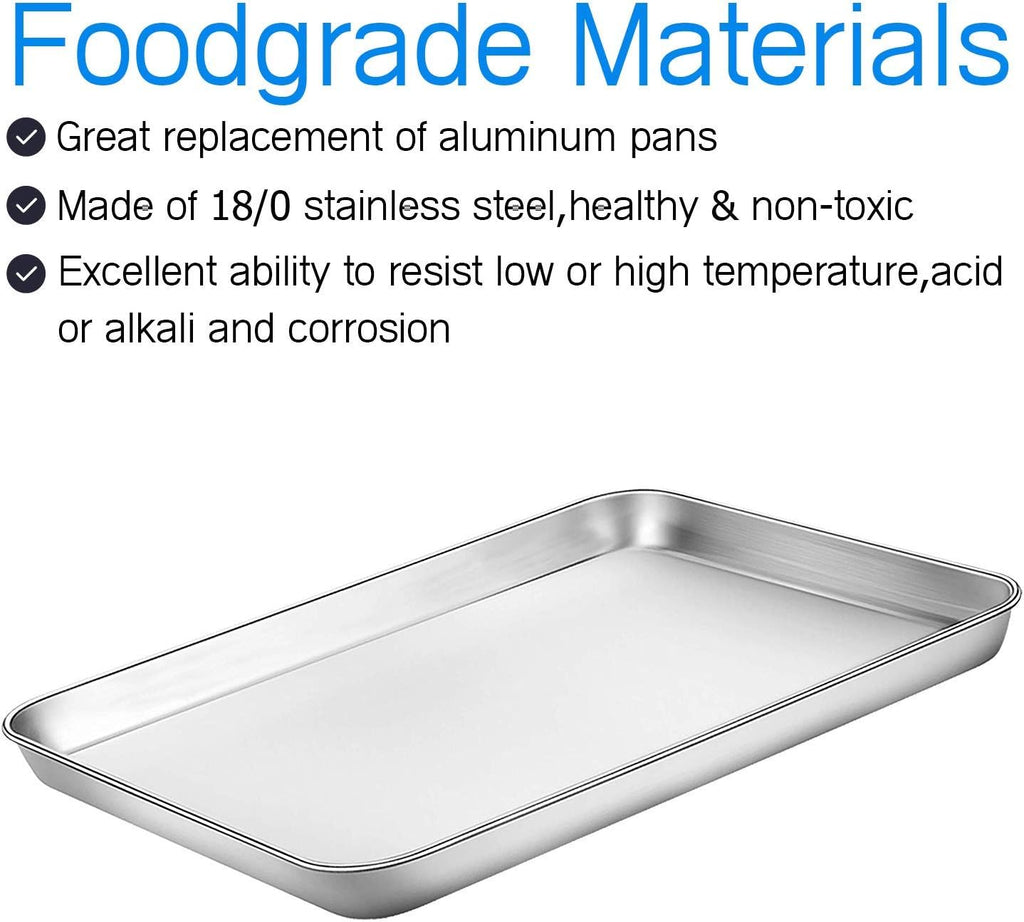 Cookie Sheet and Cooling Rack Set, 16 inch Stainless Steel Baking Pan with a Rack, Professional Bakeware, Healthy & Non-toxic & Rustproof & Easy Clean & Dishwasher Safe