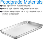 Cookie Sheet and Cooling Rack Set, 16 inch Stainless Steel Baking Pan with a Rack, Professional Bakeware, Healthy & Non-toxic & Rustproof & Easy Clean & Dishwasher Safe