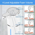 Automatic Foaming Soap Dispenser - Hand Free Pump Touchless Soap Dispenser Electric Dispenser with 380ml, USB Rechargeable 4levels Adjustable Dispenser for Bathroom Kitchen