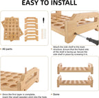 Egg Holder, 2 Tier Egg Holder Countertop, Bamboo Egg Organizer and Storage for Gathering 48 Fresh Eggs, Egg Stackable Stand Rack, Egg Basket for Kitchen Refrigerator Farmhouse