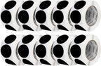 Perco Black 3-Inch Perforated Circle Dot Sticker Labels — 10 Rolls, 5,000 Round Stickers — with Permanent Adhesive for Moving Boxes, Sale Signage, Displays, Status Messaging—Made in USA