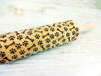 PAW and BONE EMBOSSING ROLLING PIN LASER ENGRAVED PATTERN with PAWS and BONES for EMBOSSED COOKIES or PASTA