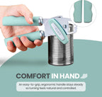 Zulay Kitchen Heavy Duty Stainless Steel Can Opener Manual with Bottle Opener - Rust Proof Manual Can Opener With Turn Knob & Comfy Soft Grip Handles - Mint