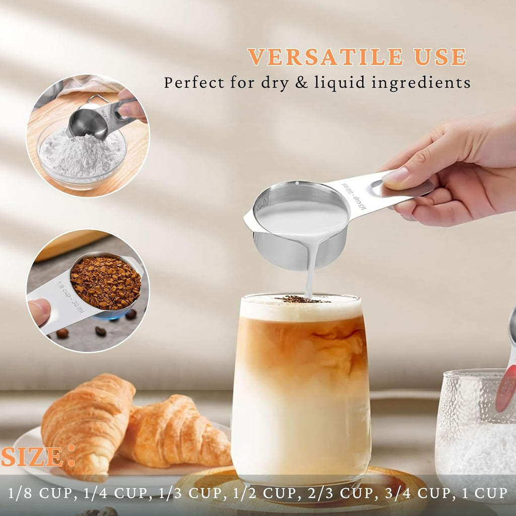 21PCS Measuring Cups and Spoons Set, Include 7 Nesting Measuring Cups, 9 Measuring Spoons and 5 Mini Spoons, Stainless Steel Metal Measuring Set, Kitchen Gadgets for Cooking & Baking