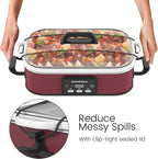 4 Quart Casserole Programmable Slow Cooker with Ceramic Baking Dish - Perfect Kitchen Small Appliance for Family Dinners, Oven Safe and Durable Bakeware for Lasagna, Roasts (Red)