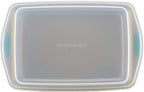 Rachael Ray Cucina Nonstick Baking Pan / Cake Pan With Lid and Grips, Rectangle - 9 Inch x 13 Inch, Brown