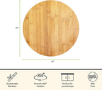 TB Home Lazy Susan Organizer for Cabinet, Pantry or Tabletop – 14" Bamboo Turntable for Kitchen, Counter or Spice Rack Storage