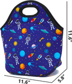 FlowFly Neoprene kids Lunch box Insulated Soft Bag Mini Cooler Thermal Meal Tote Kit for Boys, Girls,Men,Women,School,Work, Office, Astronaut