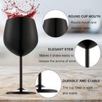 Stainless Steel Wine Glasses Set of 2, 18 oz Unbreakable Black Wine Glass Unique Metal Wine Goblets for Outdoor Capming and Pool Gift for Wine Lovers