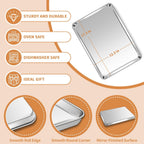 Stainless Steel Baking Sheet Set of 2, Deedro Cookie Sheet Metal Baking Pan Oven Tray, Non Toxic & Heavy Duty, Rust Free & Mirror Finish, Easy Clean & Dishwasher Safe, 17.3 x 12.3 x 1 Inch