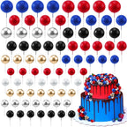 108 Pcs Balls Cake Topper DIY Cupcake Insert Foam Balloons for Cake Baking Wedding Anniversary Birthday Decoration(Blue, Red, Black,Multi Sizes)