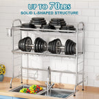 HOWDIA Stainless Steel 2-Tier Over The Sink Dish Drying Rack with Utensil Holder, Large, for Kitchen Counter