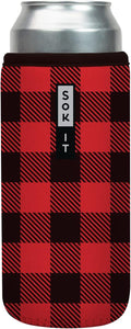Sok It CanSok Sleeve for Beer & Soda Insulated Neoprene Cover (Buffalo Check, 25oz Can Sleeve)