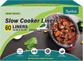 Syntus Slow Cooker Liners, 60 Count Cooking Bags Extra Large Size Disposable Pot Liners Plastic Bags, Fit 6QT to 10QT for Slow Cooker Cooking Trays, 14"x 22", 60 Liners