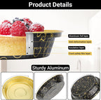 EUSOAR Baking Pans with Lids, 100pcs 10oz/275ml Creme Brulee Disposable Ramekins Cake Storage Container, Round Aluminum Cake Cups Cupcakes Liners Bread Pudding Holders for Wedding Birthday Party