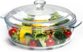 NUTRIUPS Small Glass Casserole Dish with Lid Oven Safe Covered Round Casserole Dish 8" Glass Microwavable Bowl With Lid Microwavable Cookware (Small-1.7L)