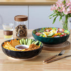 vancasso Large Serving Bowls, 78 Oz Extra Large Salad Bowls Set of 2, Bohemian Decorative Bowls for Salad, Fruit, Pasta and Dinner, Serving Dishes Set for Party, Dishwasher & Microwave Safe－Green