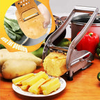 French Fry Cutter, 2-blade Potato Slicer Strong No-Slip Suction Base Stainless Steel French Fry Cutter with 1 Peeler, Perfect for Potatoes, French Fries, Cucumber,Vegetables Carrot