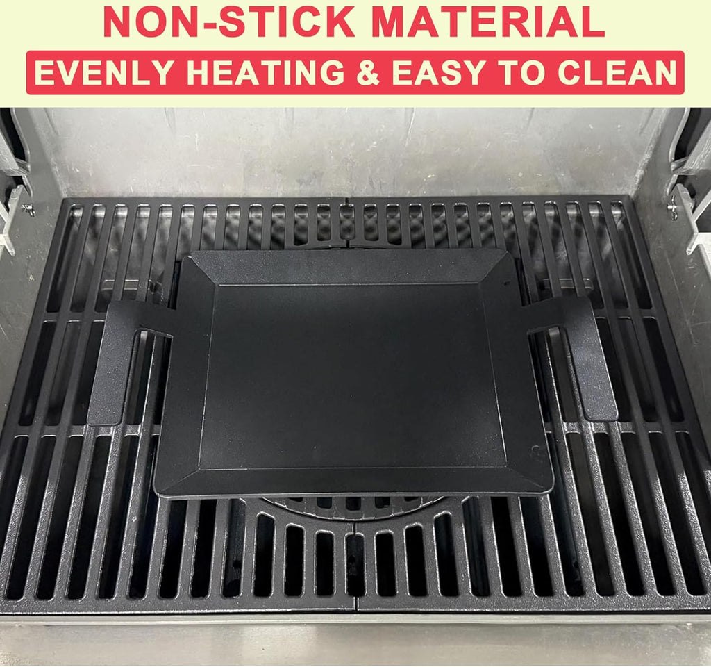Universal Griddle Insert for Gas Grill with Handles for Stove Top Versatile Stovetop Oven, Flat Top Griddle for Induction Cooktop Gas Stove, 17.5" x 10" Non-Stick Carbon Steel