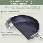 Nuwave Healthy Duralon Blue Ceramic Nonstick Cookware Set, Diamond Infused Scratch-Resistant, PFAS Free, Dishwasher & Oven Safe, Induction Ready & Evenly Heats, Tempered Glass Lids & Stay-Cool Handles