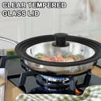 Universal Pan Lids, Silicone Pot lids for Pots, Pans & Skillets - Fits 11", 12" & 13" Diameter Cookware, Replacement Frying Pan lid, Dishwasher Safe (Black)