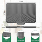 GUUKIN Silicone Dish Drying Mat, 17.7" x 11.8 " Drying Matt Kitchen Counter, Dish Drying Rack Mat, Easy Clean Pad for Countertop Protection, Multi-Functional Use (Grey)