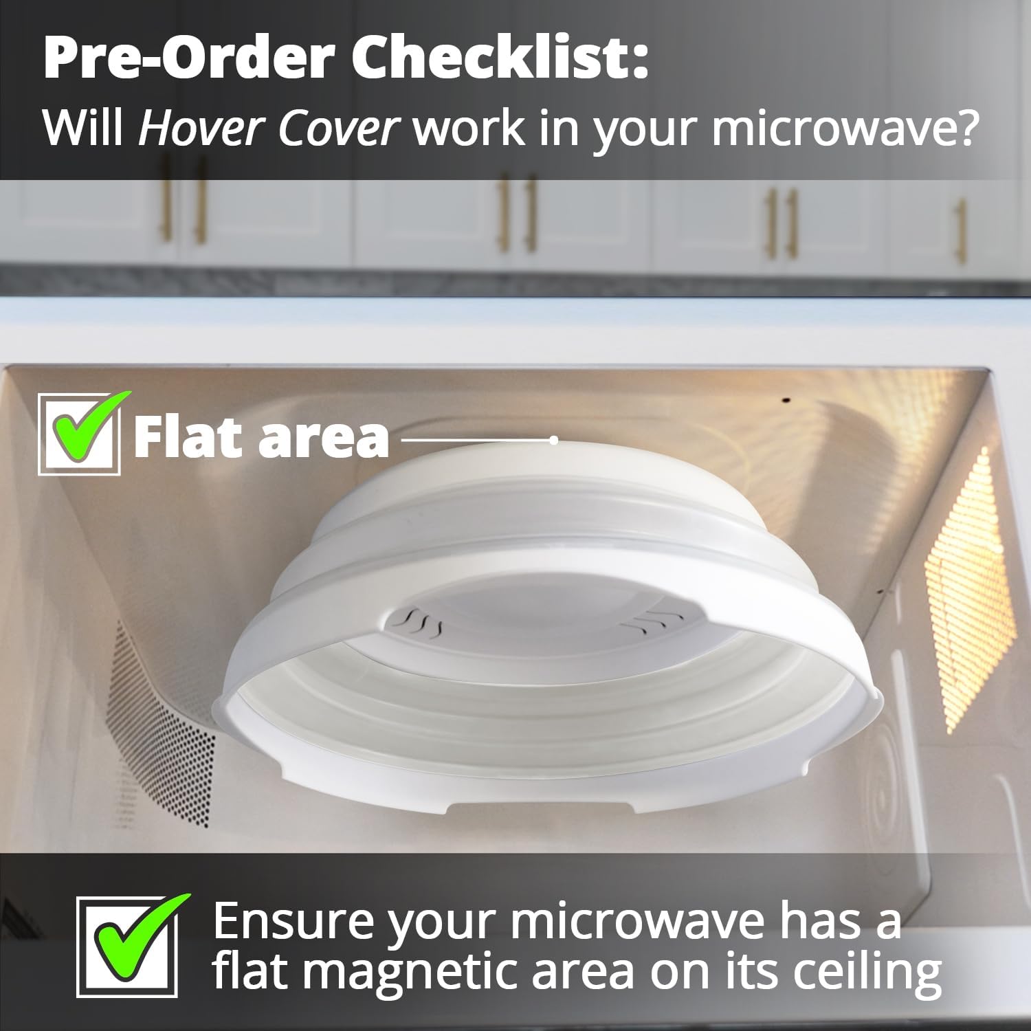 2.0 Magnetic Microwave Splatter Cover, Collapsible 12-Inch BPA-Free Food Lid with Upgraded Magnets, Vented Plate Guard, Dishwasher Safe, Space-Saving Magnetic Storage - White